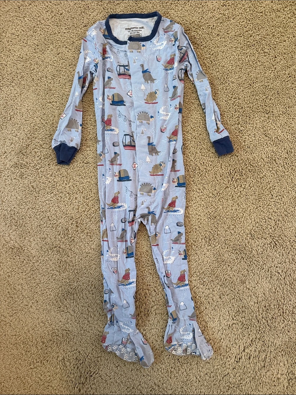Magnetic Me Light Blue Animal & Boat Print Footed One-Piece